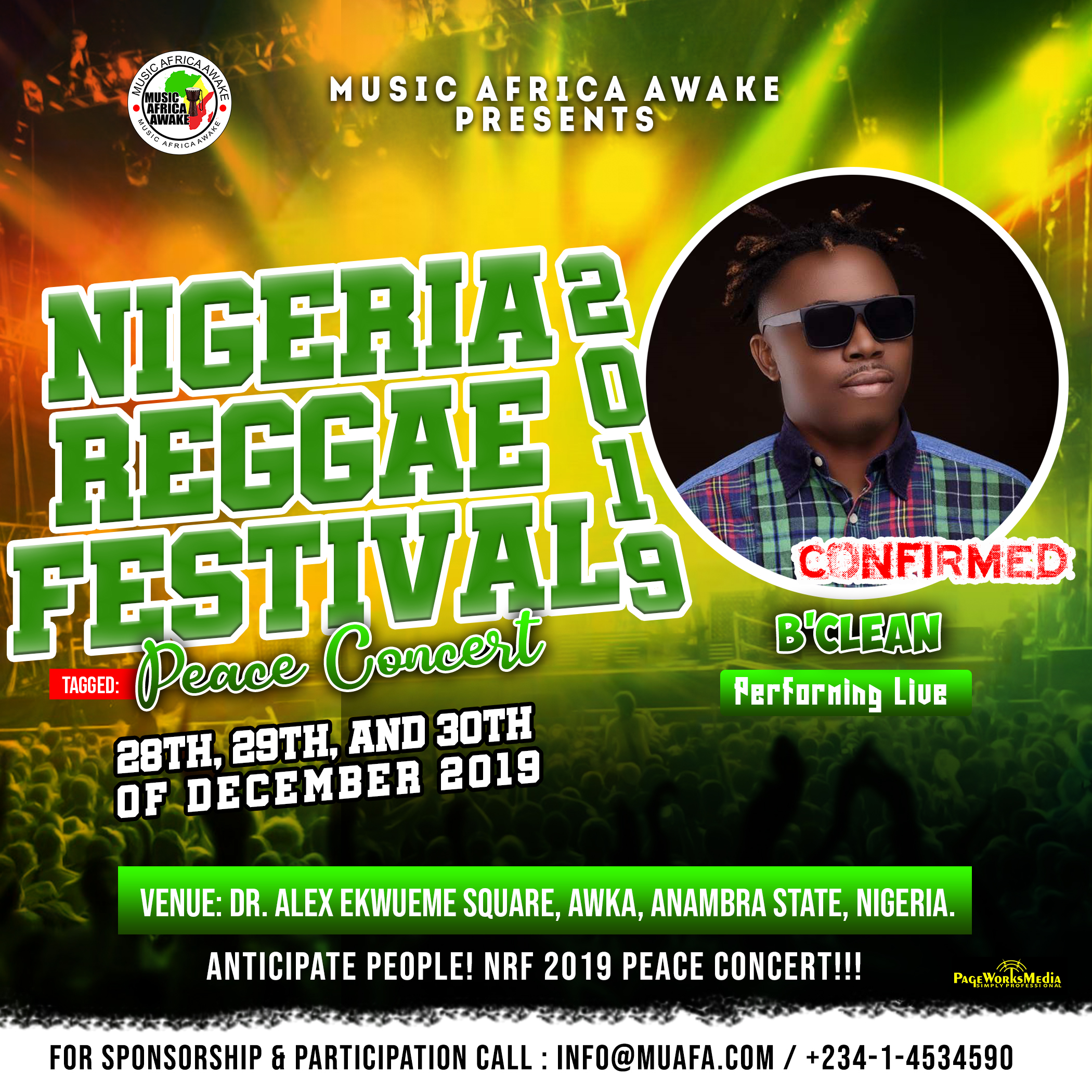 B'Clean to perform live at the Nigeria Reggae Festival 2019