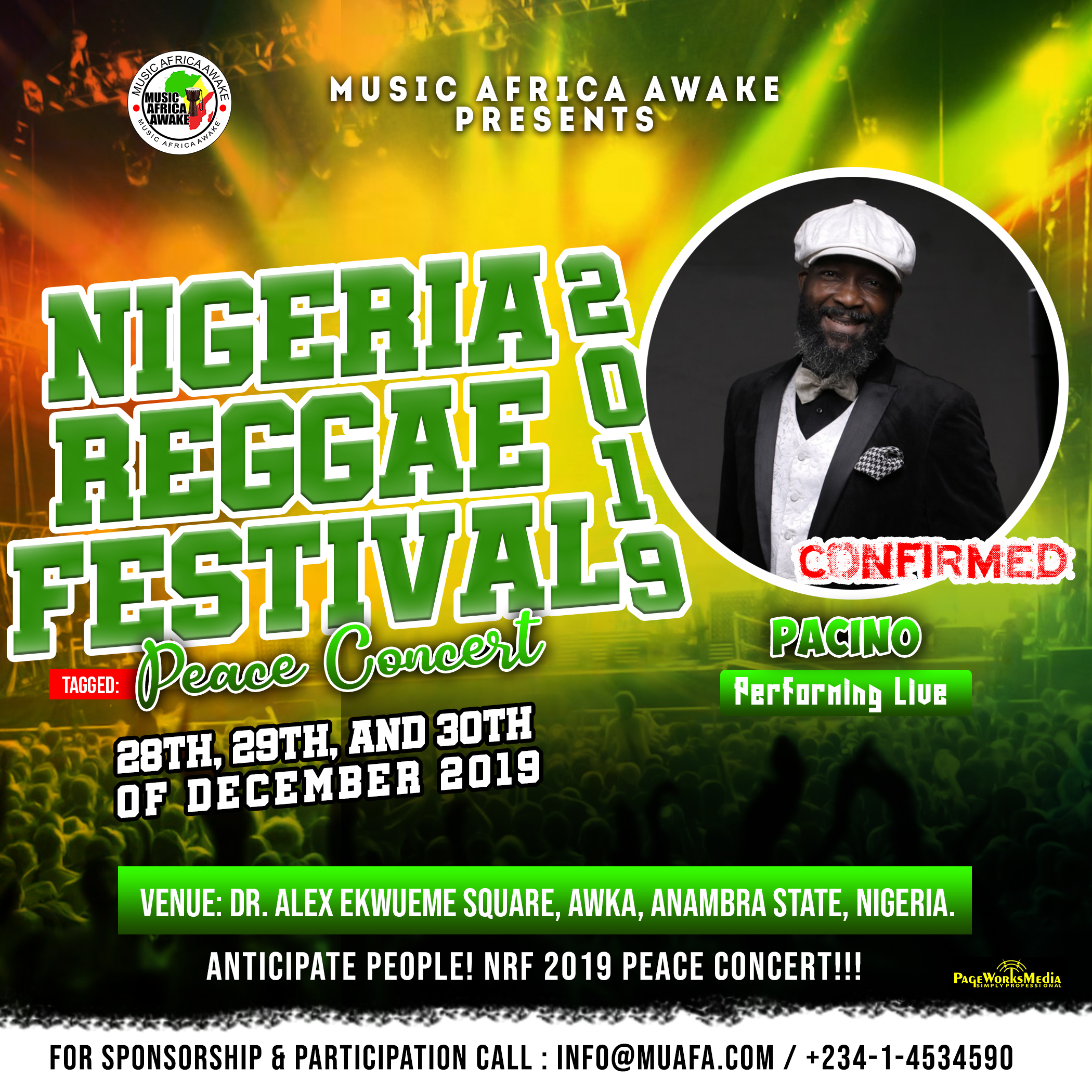 Pacino to perform live at the Nigeria Reggae Festival 2019